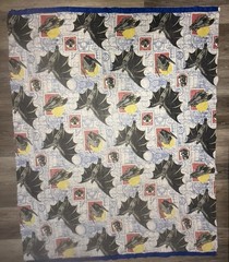 Vintage Batman 1991 DC Comics Silk Trim Penguin Batmobile Blanket 7 1/4’ X 5 3/4