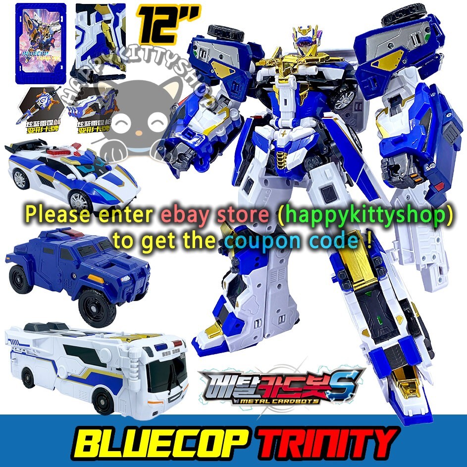 Metal Cardbot S BLUECOP TRINITY Figure Police Car Armor Bus 3in1 Combiner Robot