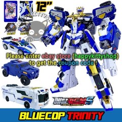 Metal Cardbot S BLUECOP TRINITY Figure Police Car Armor Bus 3in1 Combiner Robot