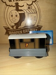 TOBY ! THOMAS FRIENDS TRAIN WOODEN ! 1998 CARD ! BRITT ALLCROFT TRAM ENGINE