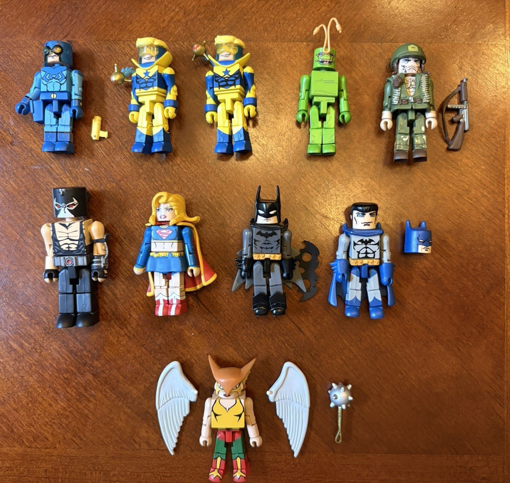 DC Minimates Loose Lot of 10 BATMAN, SUPERGIRL, BANE, BLUE BEETLE, HAWKGIRL, etc