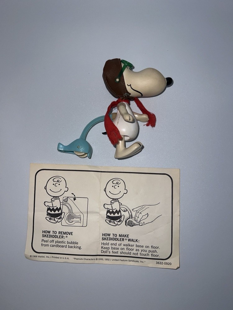 Snoopy Skediddler Vintage Peanuts 1968 Mattel Walking Toy Red Baron Instructions