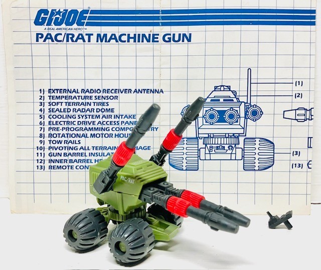 GI Joe 1983 PAC RAT Machine Gun Complete Remote Blueprints Vintage Hasbro ARAH