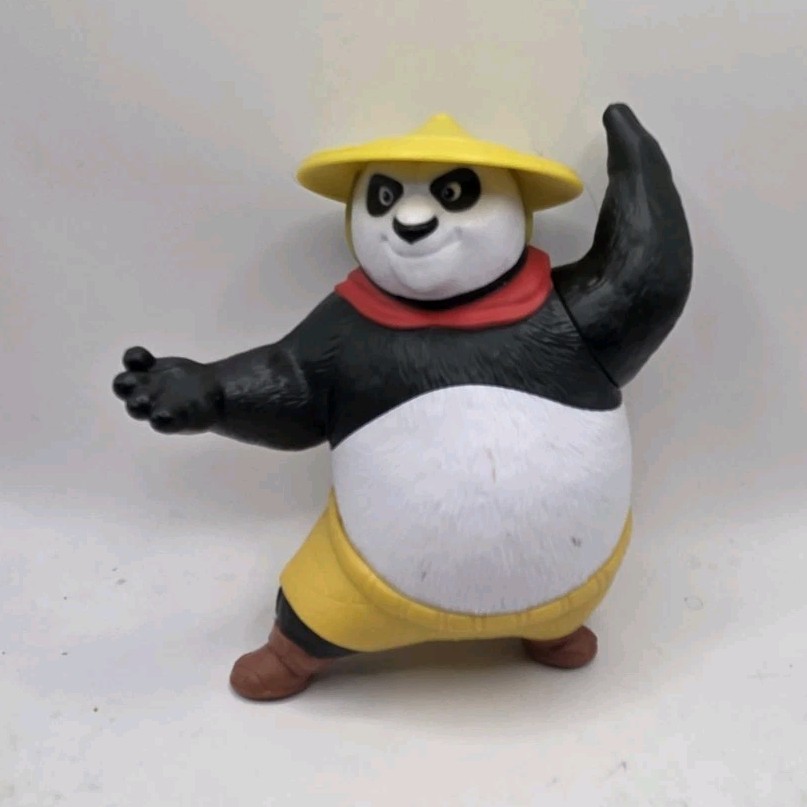 dreamworks kung fu panda po action figure yellow hat red scarf plastic