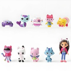 10PCS Gab Smiling Cat Anime Figure Toys Cartoon Doll Set Birthday Gift Kids USA
