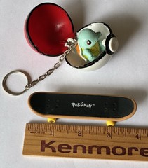 Vtg 1999 Pokemon Geodude Mini-Skateboard X-Concepts Squirtle Pokeball Keychain