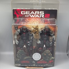 Gears of War 2 Locust Drone Sniper TRU Exclusive Figure Set Gold Hammerburst NEW