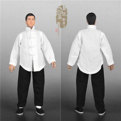 1:6 Kung Fu Suit White Shirt&Black Pants Chinese Style Fit 12”Male Figure Model