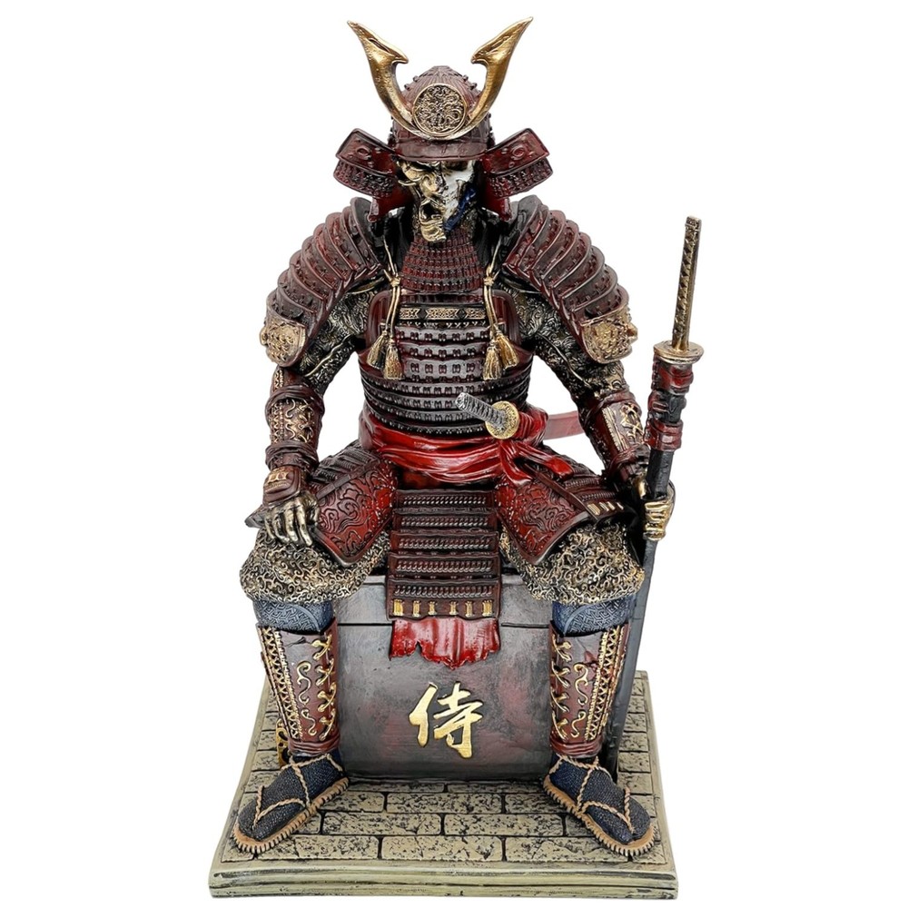 Japanese Samurai Warrior Figurine – Red Gold Decor^-