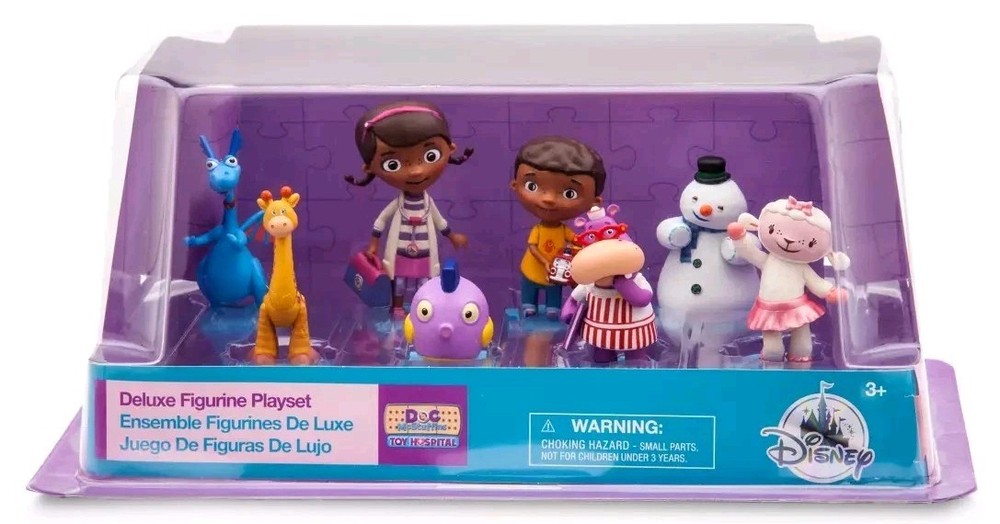 Disney Doc McStuffins Deluxe 8 piece Figurine PlaySet Figure Set Lambie Chilly