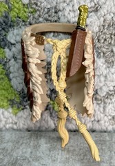 D&D Holga Skirt Custom 1:12 6” Figure Gold Knife Sheath Medieval Native Rope
