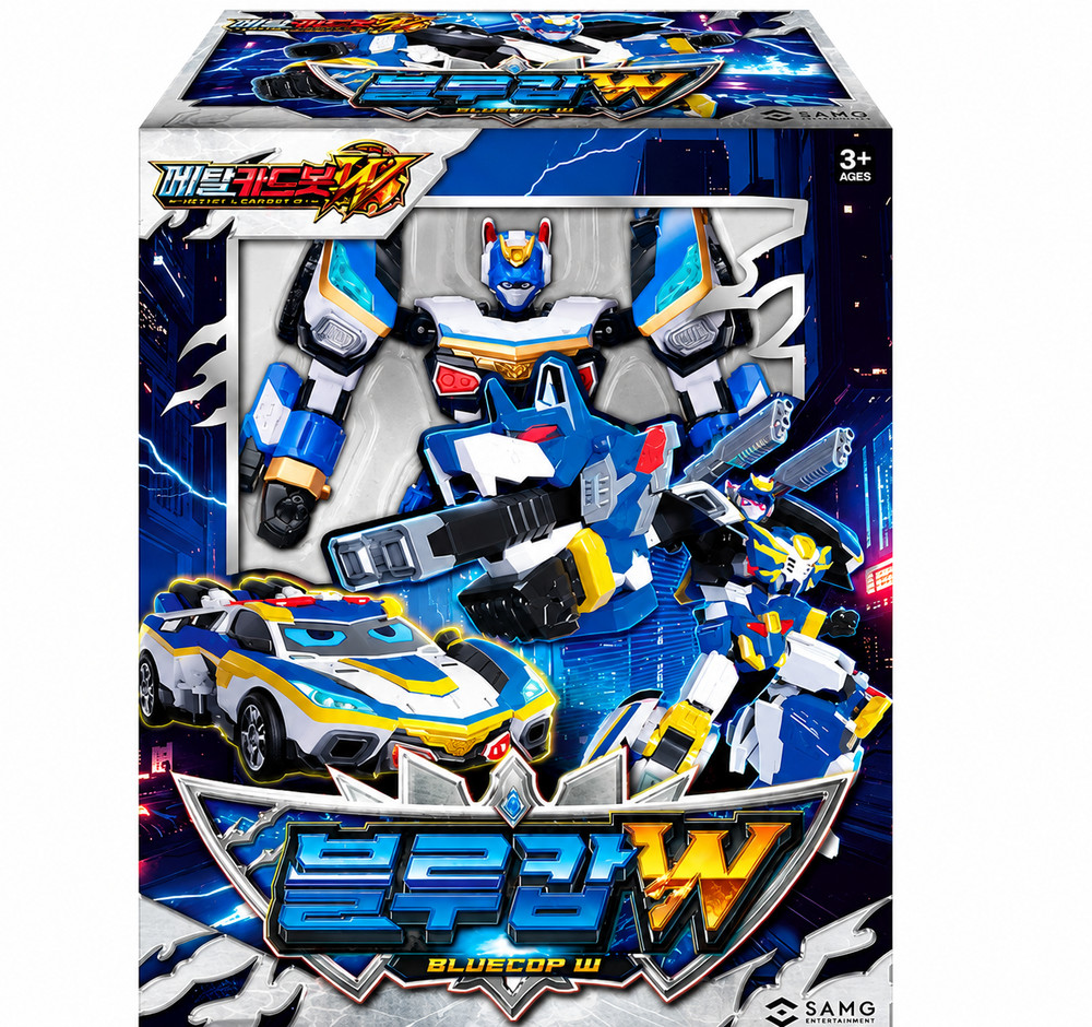 Metal Cardbot W Bluecop W Police Patrol Car Transforming Cop Vehicle Toy New