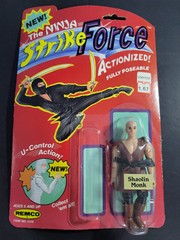 1986 Remco Ninja Strike Force Action Figure Shaolin Monk on Card Weapon Missing