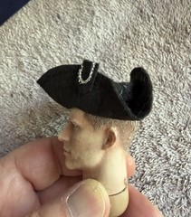 OOAK 1/6 Scale …1700’s Basic Black Military Tricorn Hat.