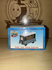 TOBY ! THOMAS FRIENDS TRAIN WOODEN ! 1998 CARD ! BRITT ALLCROFT TRAM ENGINE