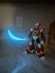 Mega Man Zero Red White Yellow Plastic Action Figure w/ Light-Up Sword