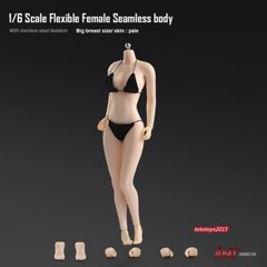 1:6 Female Pale Skin Large Bust Breast Figure Flexible Seamless 12 inch Body Toy