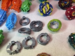 Lot of 20 Beyblade Tops Hasbro Collection Plus Rip Cords And Launchers