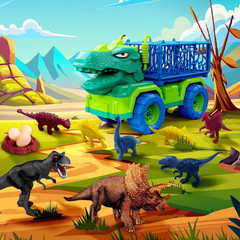 19 in 1 Dinosaur Toys Set for Kids 3 5 7 Includes Dinosaur Truck Cars Figures