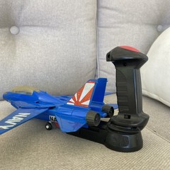VTG 1989 Hasbro Flying Fighters? Blue Navy Jet Plane WORKS RARE HTF