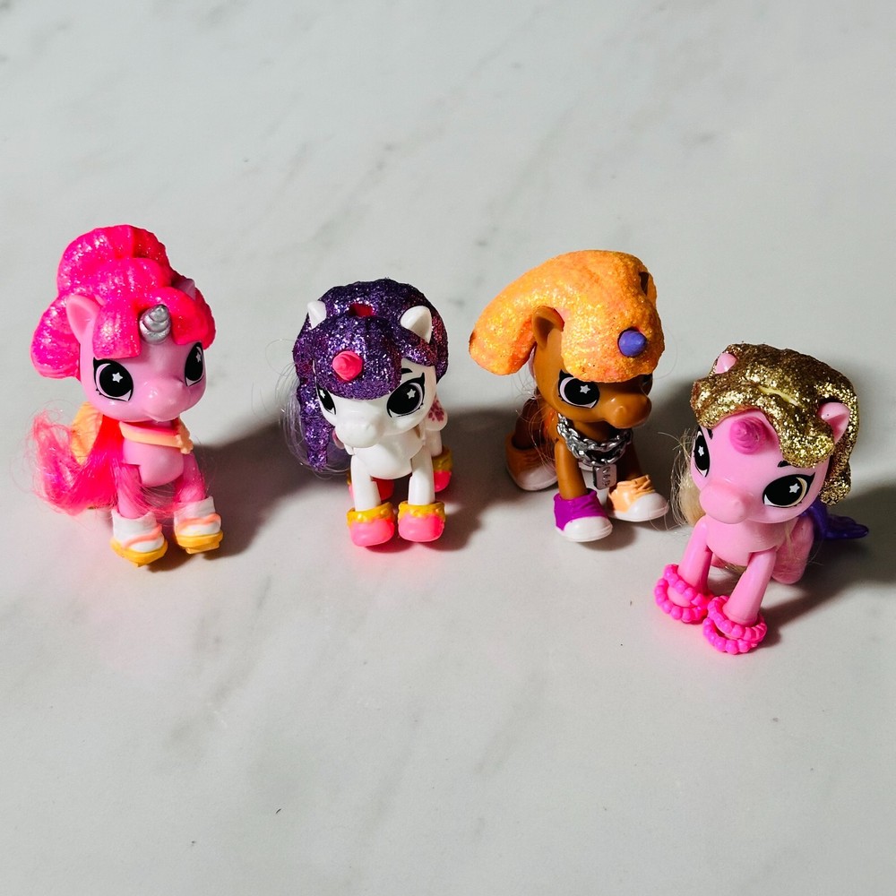 Zuru 5 Surprises – Lily Unicorn Squad – Lot of 4 Pink White Brown Glitter Hair