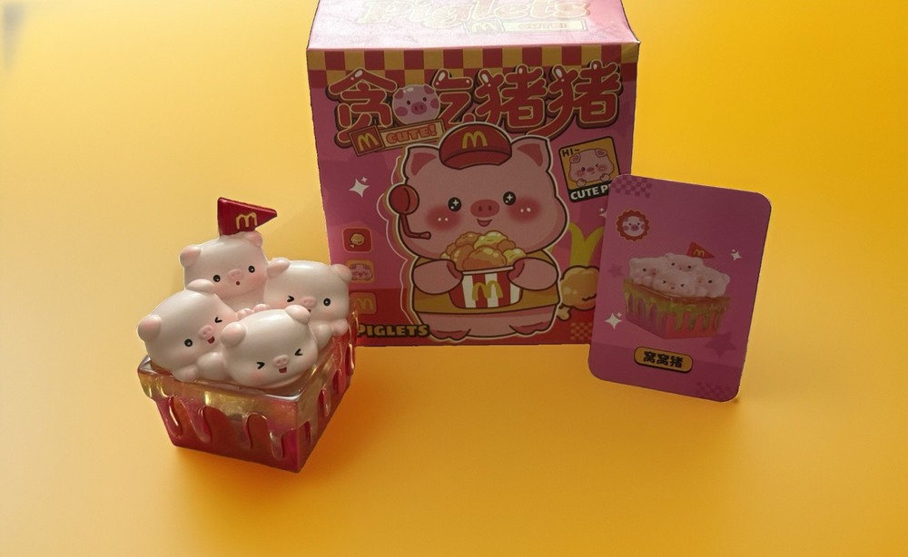 M Cute! Greedy Piglet Blind Box Confirmed Light Up Basket Piglets Figure