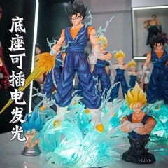 JT 38cm Dragon Ball Z Vegetto 3 Heads Replace Super Saiyan Figure Statue