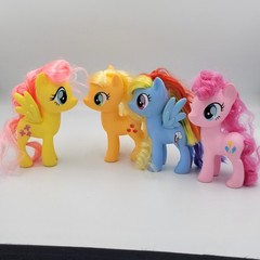 Lot of 4 My Little Pony 2016 Hasbro 6″ FLUTTERSHY APPLEACK RAINBOW DASH PINKIE