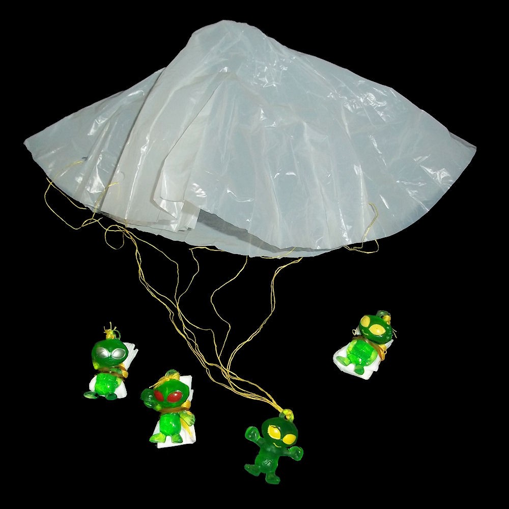 12 Pack Green Alien Paratrooper Parachute Figures Kids Toy Party Favors Goody Ba