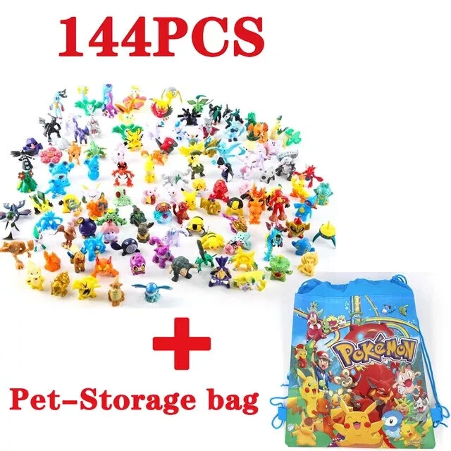 144 Style Anime Pokémon Figure Toys + BAG Pikachu Action Figure Model Ornamental