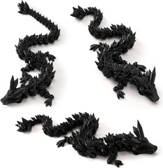 3Pcs 12In 3D Printed Crystal Dragon,3D Printed Flexible Articulated Dragon,Home