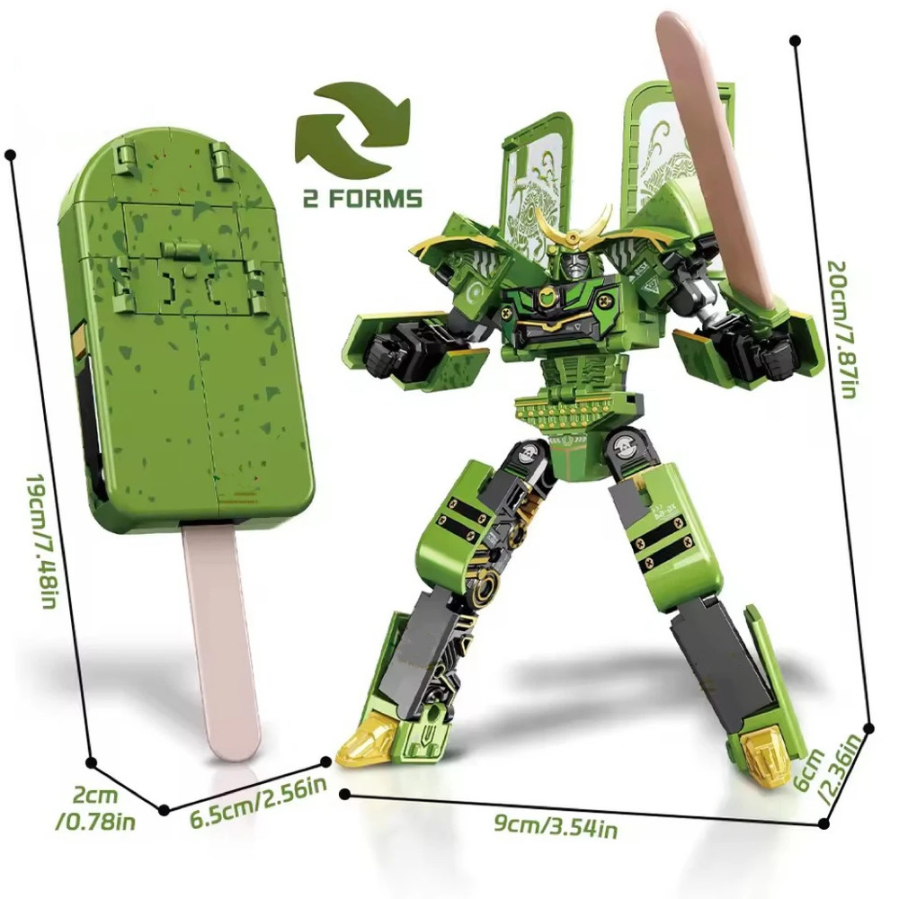 2-in-1 Frozen Dessert Transformation Robot Mecha Creative Warrior Model Toy Gift