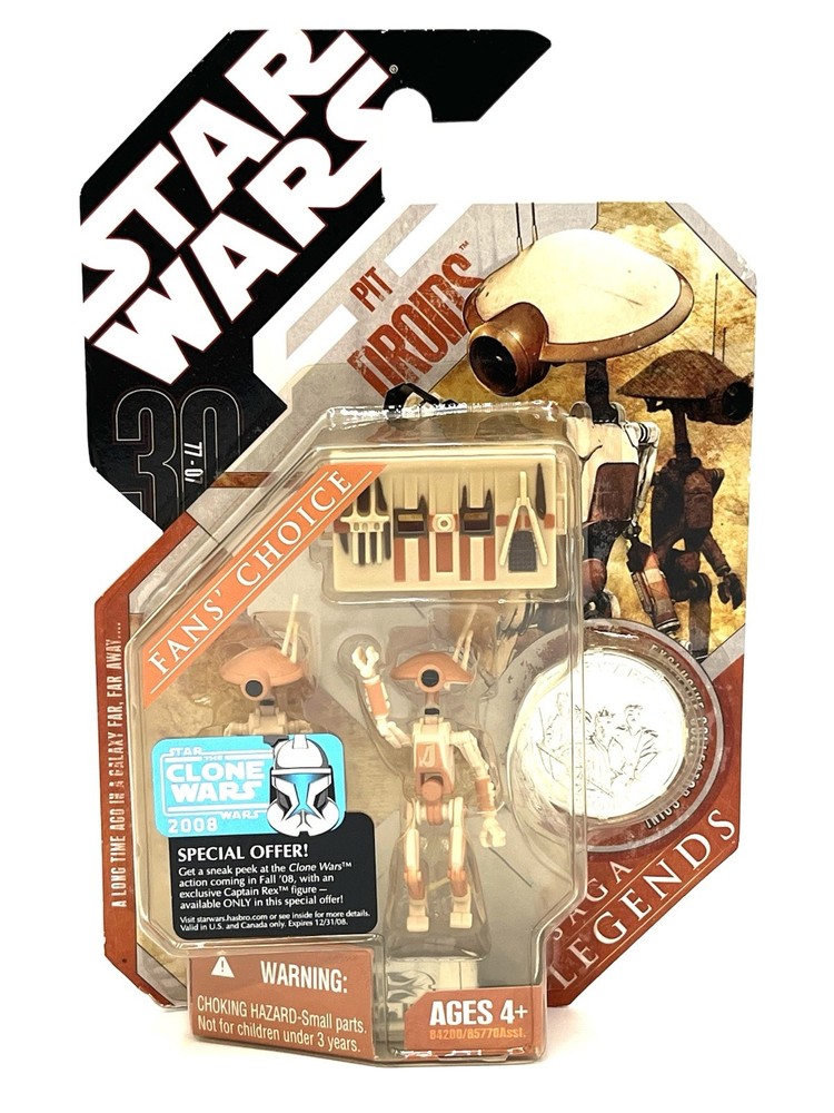 Star Wars 30th Anniversary Saga Legends Fans Choice Pit Droids Tan Carded 3.75”