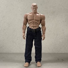 PB-SPT-BU: 1/12 blue jeans with belt for 6 inch muscular body action figure