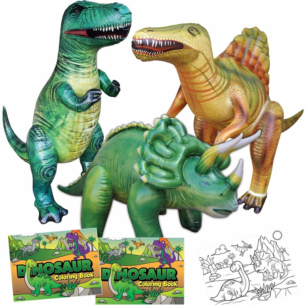 Jet Creations Inflatable Triceratops Spinosaurus Trex Coloring Book Party Toy