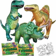 Jet Creations Inflatable Triceratops Spinosaurus Trex Coloring Book Party Toy