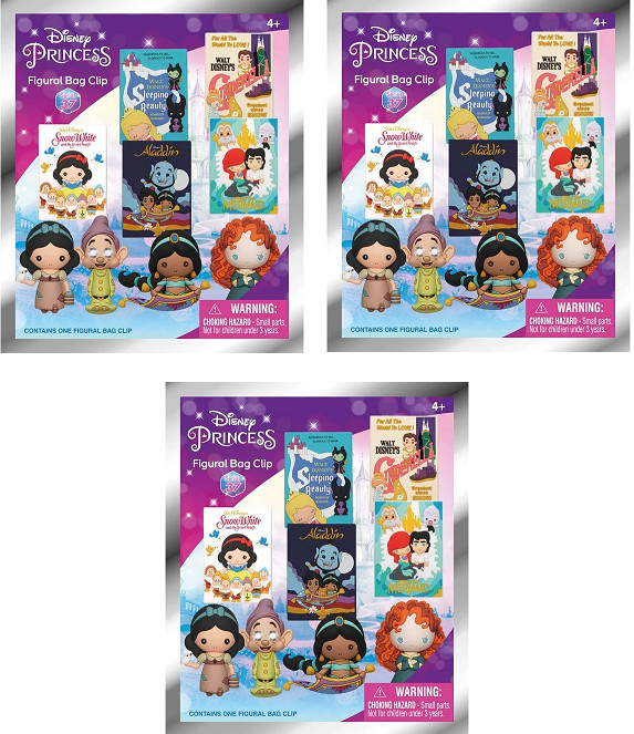 DISNEY PRINCESS SERIES 37 FIGURAL BAG CLIP LOT OF 3 BLIND BAGS NEW TY3023