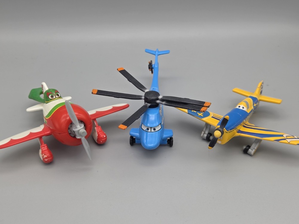 Lot of 3 Disney Pixar Planes Toys Diecast Gunnar Viking, El Chupacabra & Dinoco