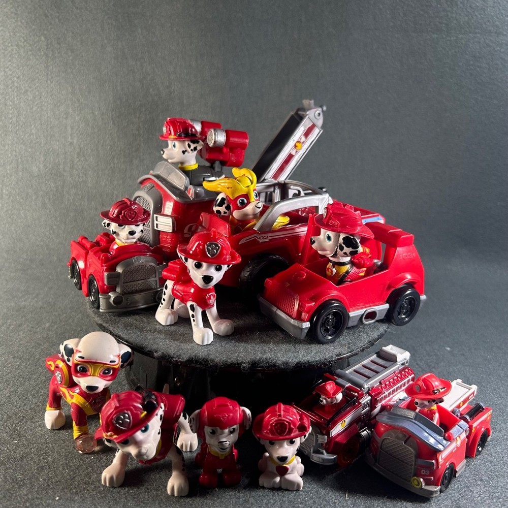 Paw Patrol Marshall Action Figure Fire Pup Truck Vehicle Lot Spin Master