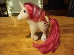 Vintage Hasbro 1983 My Little Pony Moondancer Unicorn Pink And White With Stars