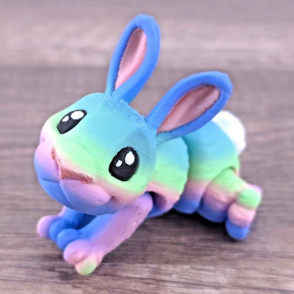 Mini Bunny Flexi Fidget 3D Printed Articulated Rabbit Desk Pet Choose Color