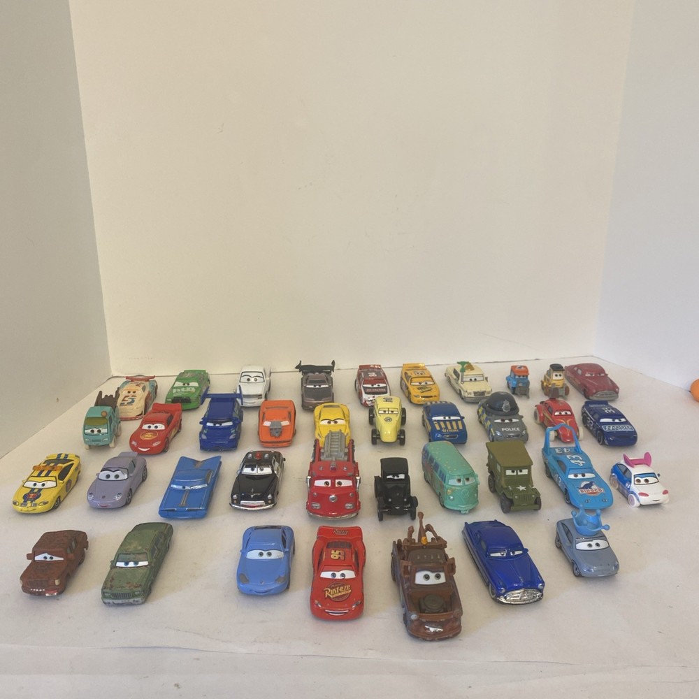 Disney Pixar Cars 37 Mixed Die Cast Vehicle Lot! Race Cars Trucks Forklifts Cars