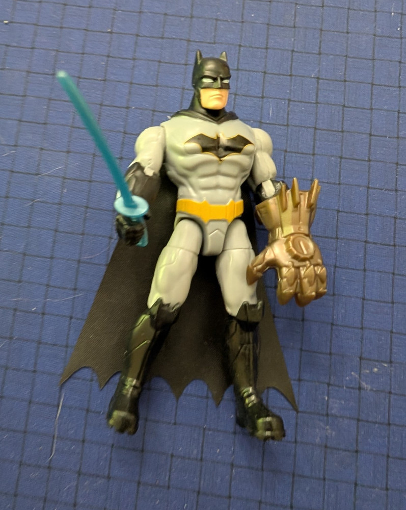 DC Comics Batman Action Figure w/ Cape & Sword Plastic Gray/Black/Yellow 2017