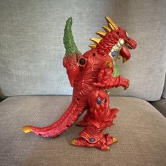 Happy Kid Toy Group Dragon Action Figure 12 Inch Plastic Red Silver Green 2006