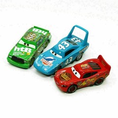 3Pcs Disney Pixar Car1 King & Lightning McQueen & Chick Hicks Model Car Toy Kid