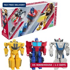 Transformers 1-Step Flip Heroes 3-Pack, 4-Inch Wheeljack, Bumblebee, and Optimus
