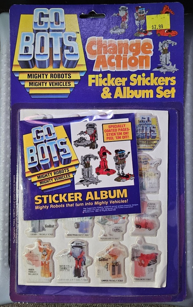 Vintage 1984 Gobots Lenticular Puffy Flicker Stickers & Album Cy-Kill Leader 1