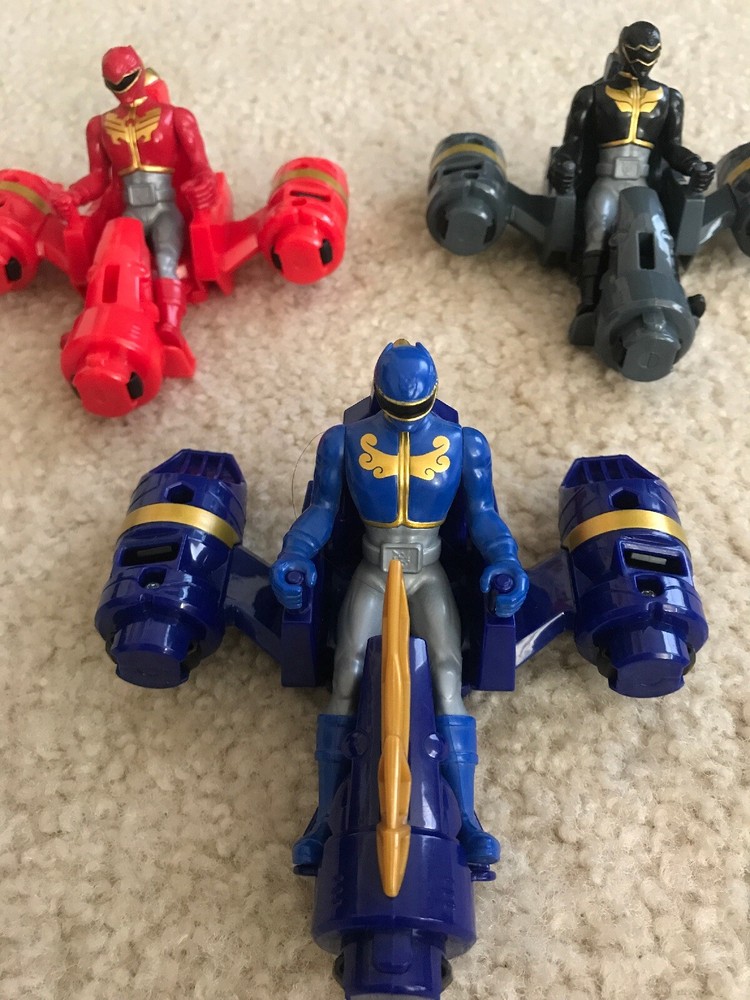 3 Bandai Power Rangers Mega Rangers Cycles Vehicle Action Figure Toys Red Gray