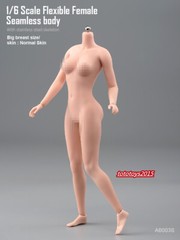 US STOCK 1:6 Flexible Seamless Normal Skin Large Bust Breast Female Figure Body