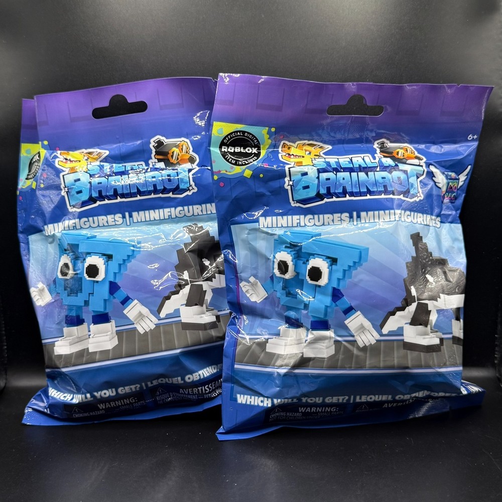 Roblox Steal A Brainrot Mystery Minifigure Blind Bag Lot of 2 Sealed + DLC Code